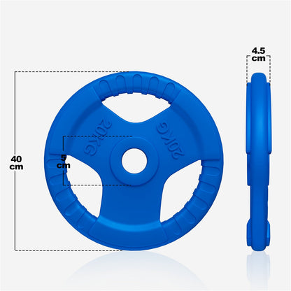 Disque de poids olympique 20 kg Gripper Fonte Revêtement caoutchouc - 50/51 mm