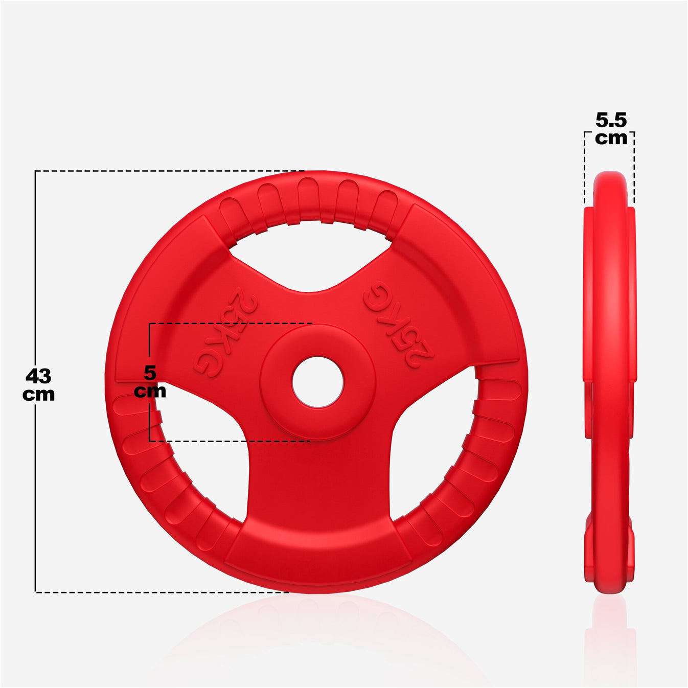 Disque de poids olympique 25 kg Gripper Fonte Revêtement caoutchouc - 50/51 mm