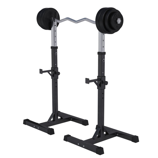 Squat en Bankdruksteunen met Halterset 35 kg kunststof