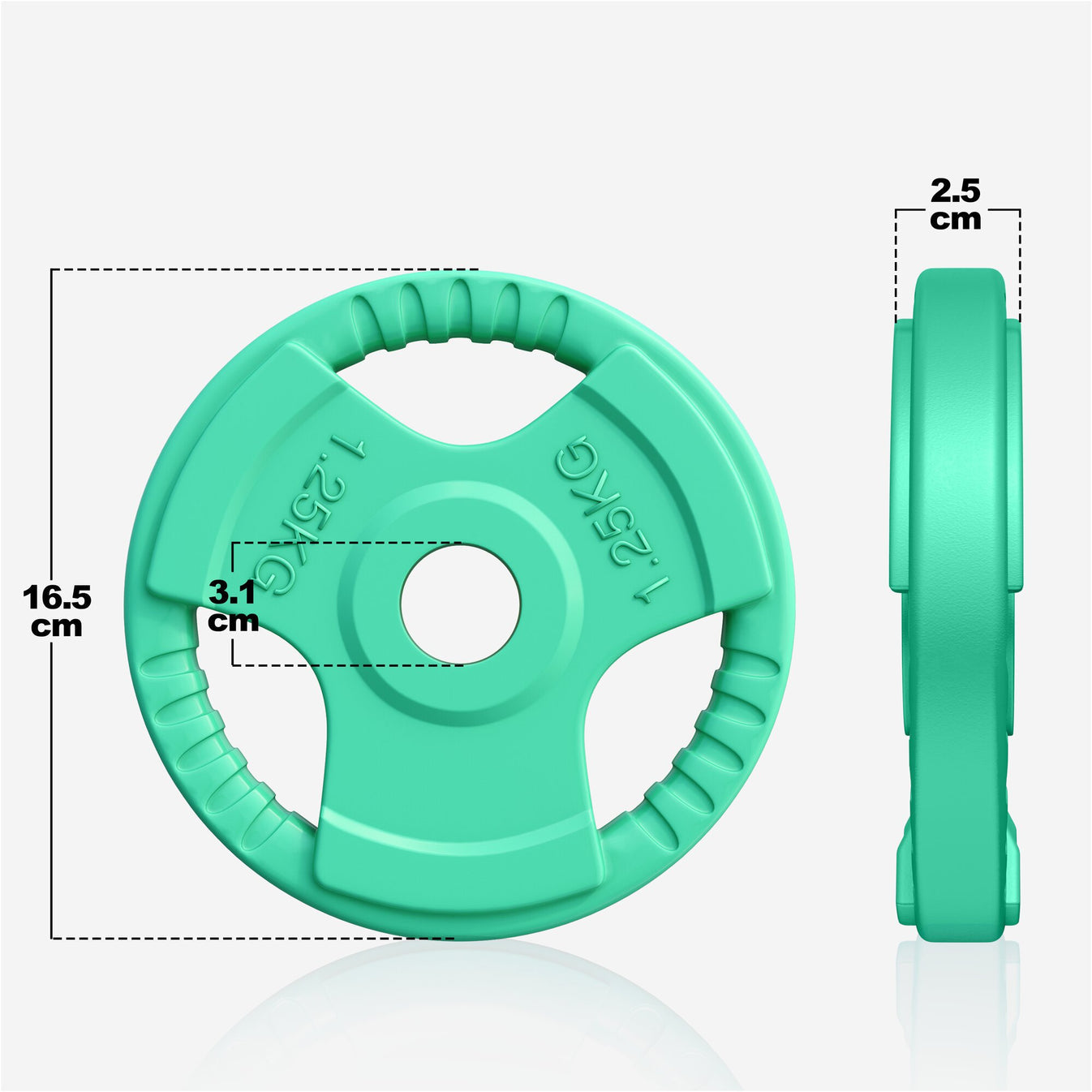 Halterschijf 1,25 kg Gripper Gietijzer Rubber Coating - 30/31 mm