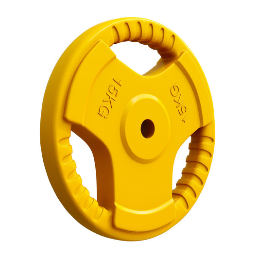 Weight Plate 15 kg Gripper Cast Iron Rubber Coating - 30/31 mm