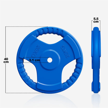 Halterschijf 20 kg Gripper Gietijzer Rubber Coating - 30/31 mm