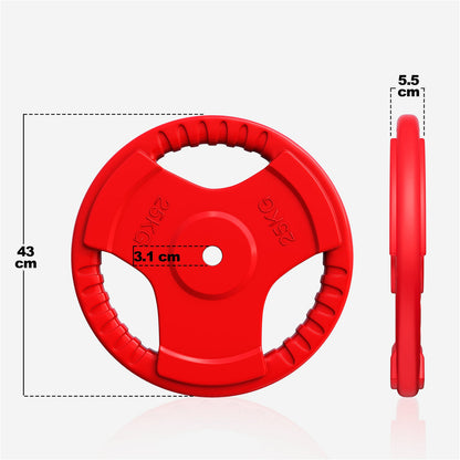 Plaque de poids 25 kg Gripper Fonte Revêtement caoutchouc - 30/31 mm