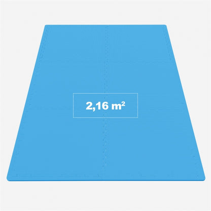 Sportschool Vloer Beschermingsmatten (6 matten + 12 eindstukken) Blauw