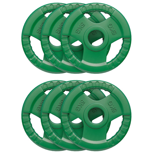 Voordeelbundel 30 kg (6 x 5 kg) Olympische Halterschijven Gripper Gietijzer - 50/51 mm