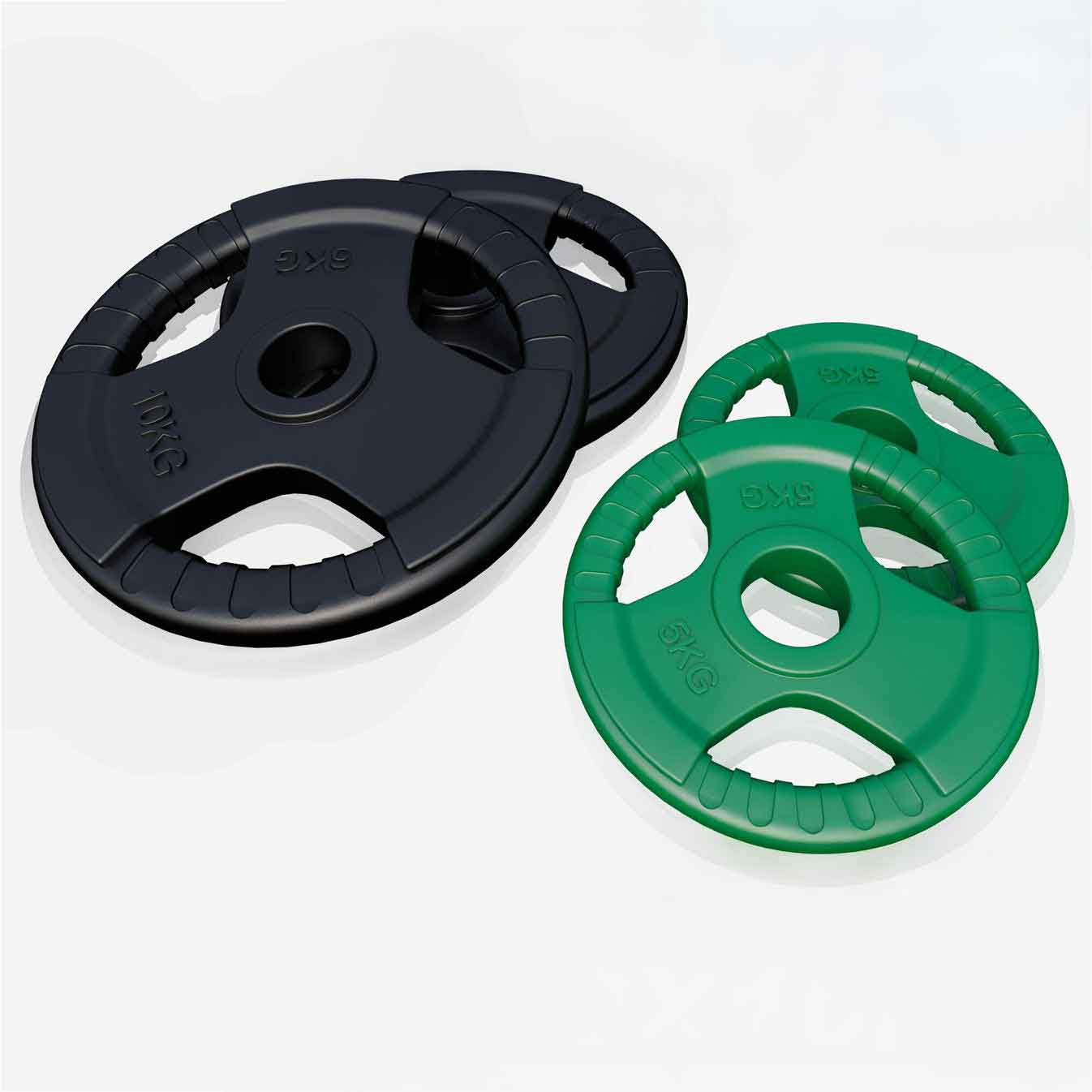 Jeu de disques de poids olympiques 2 x 5 + 2 x 10 kg Gripper Fonte Revêtement caoutchouc - 50/51 mm