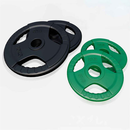 Jeu de disques de poids olympiques 2 x 5 + 2 x 10 kg Gripper Fonte Revêtement caoutchouc - 50/51 mm