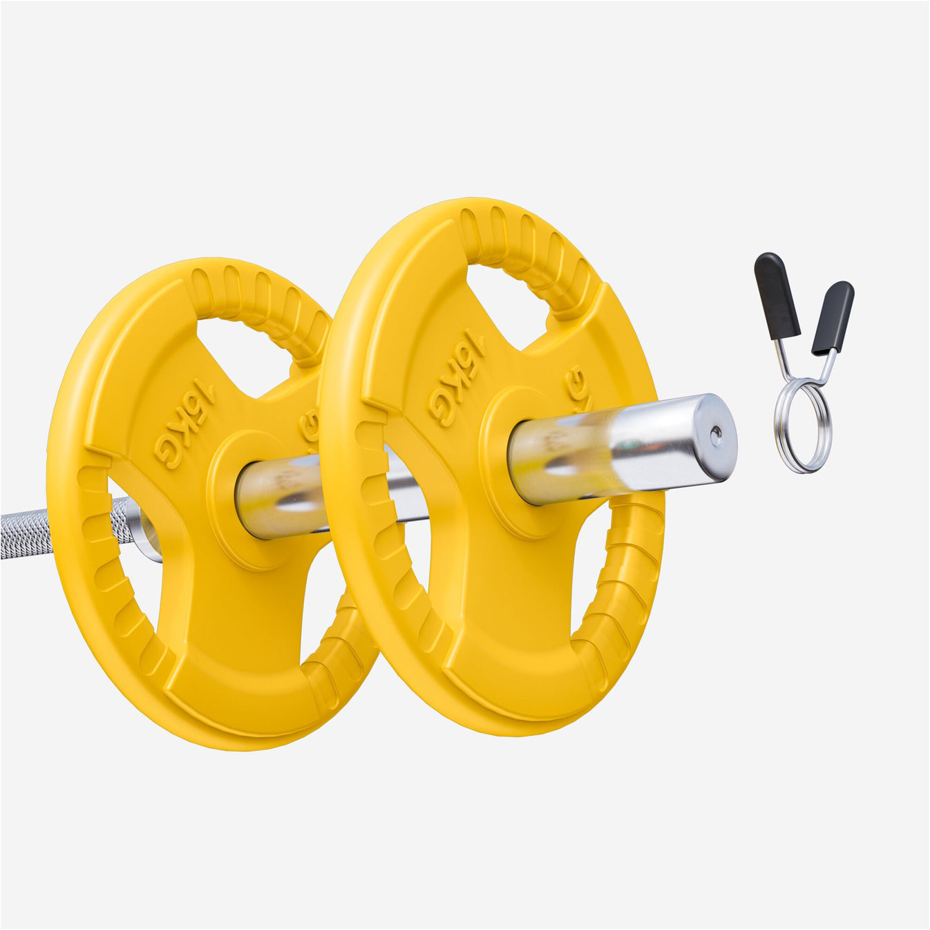 Lot de 2 disques de poids olympiques de 15 kg, grip en fonte, revêtement en caoutchouc - 50/51 mm