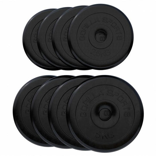 Voordeelbundel 30 kg - 4 x 2,5 en 4 x 5 kg halterschijven rubber