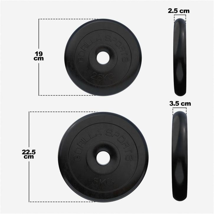 Pack avantage 30 kg (4 x 2,5 et 4 x 5 kg) Disques de poids en caoutchouc 