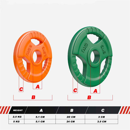 Lot de disques de poids olympiques 4 x 2,5 + 4 x 5 kg Gripper Fonte Revêtement caoutchouc - 50 mm