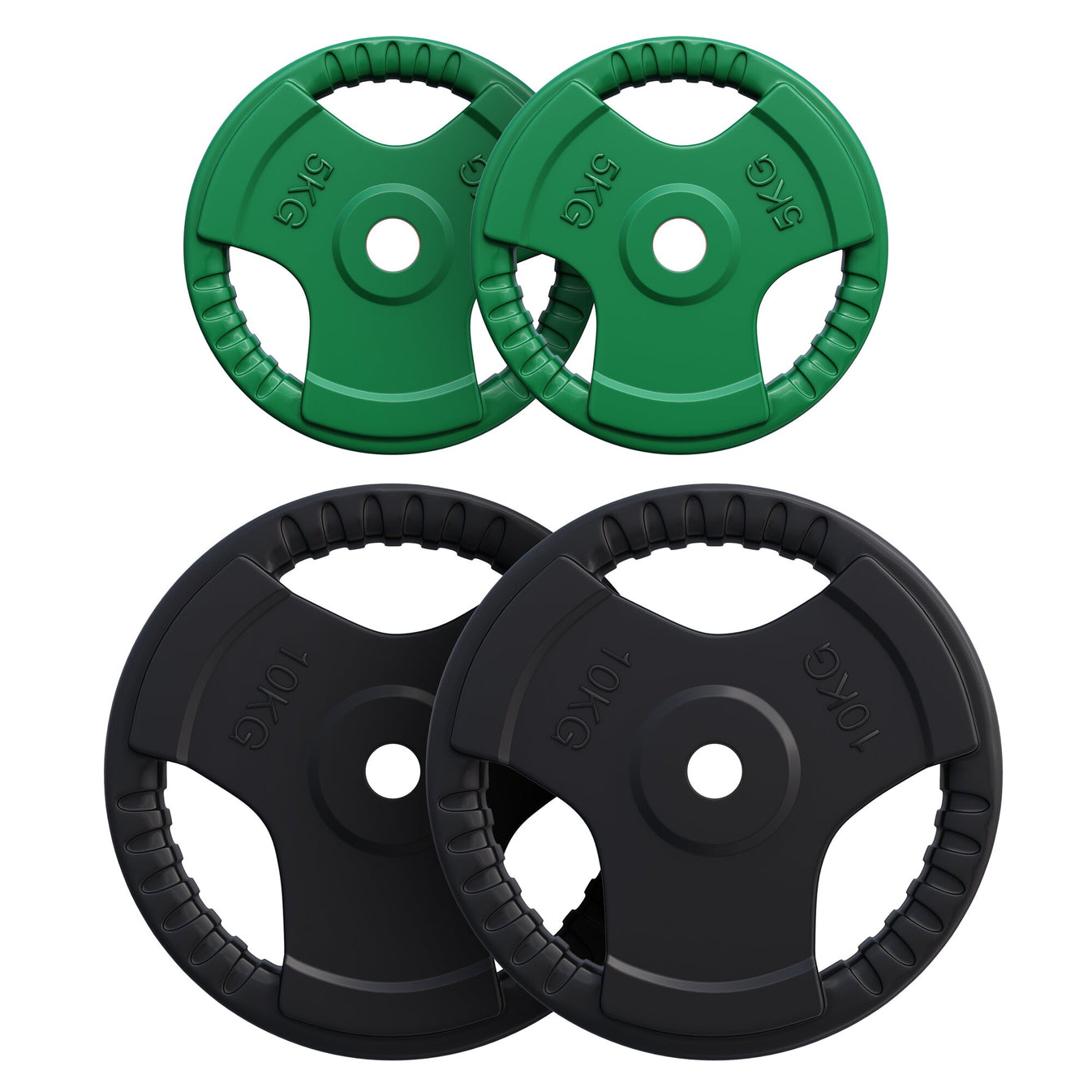 Halterschijven set 2 x 5 + 2 x 10 kg Gripper Gietijzer Rubber Coating - 30 mm