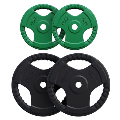 Halterschijven set 2 x 5 + 2 x 10 kg Gripper Gietijzer Rubber Coating - 30 mm