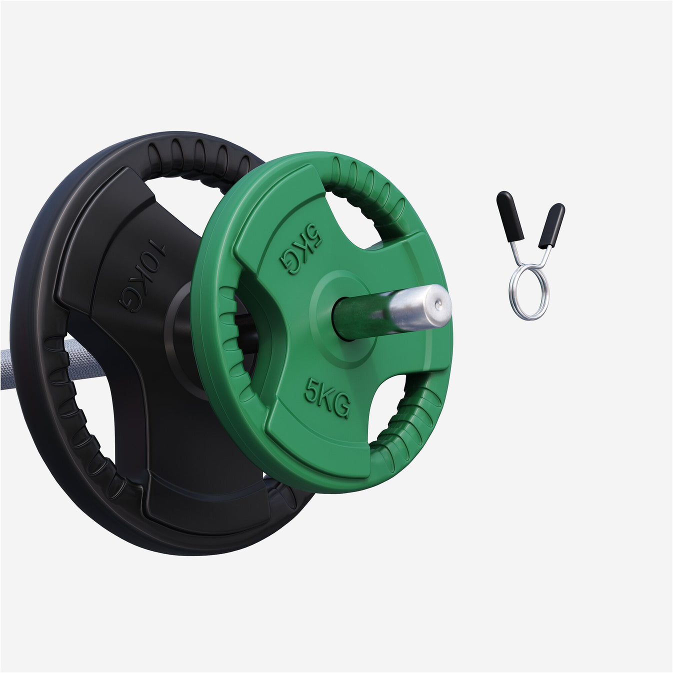 Halterschijven set 2 x 5 + 2 x 10 kg Gripper Gietijzer Rubber Coating - 30 mm