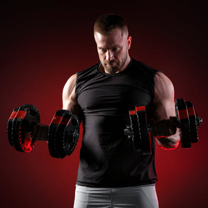 Dumbellset 20 kg + 2 x 5 kg gripper junststof