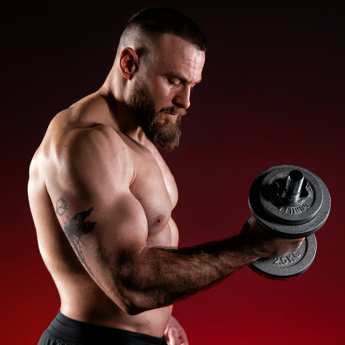 Dumbbellset 27.5 kg gietijzer schroefsluiting