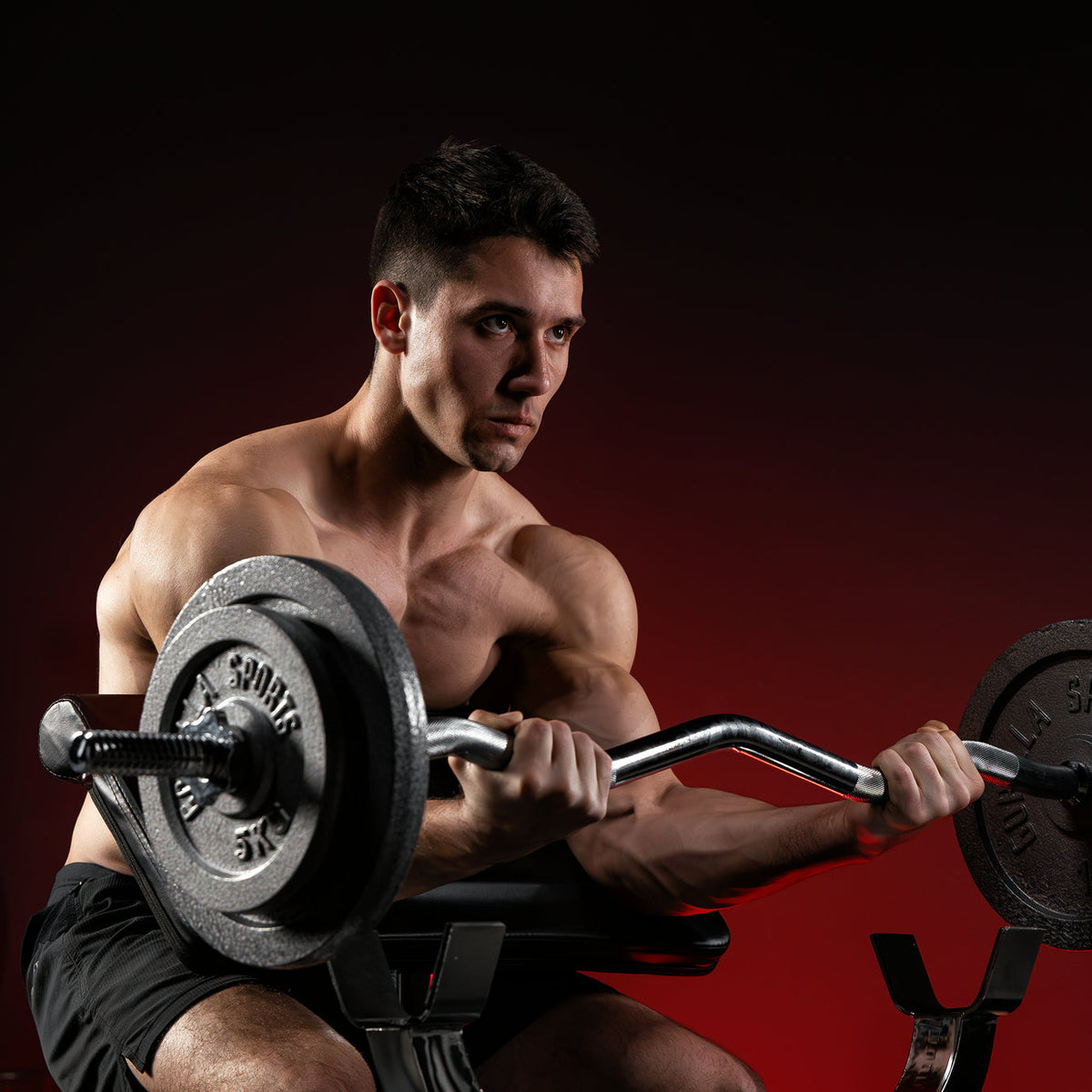 Biceps Curlbank met 38 kg halterset gietijzer