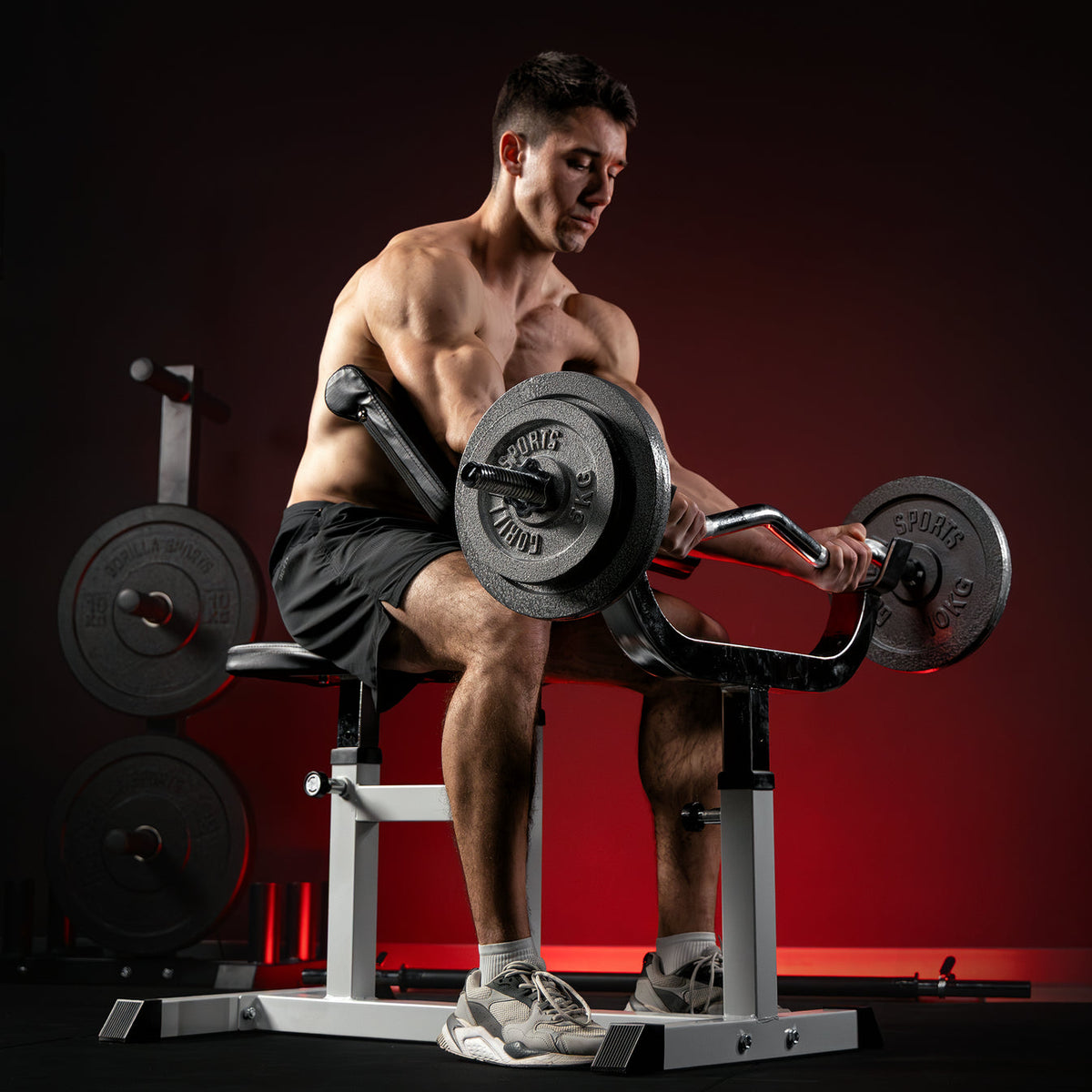 Biceps Curlbank met 38 kg halterset gietijzer