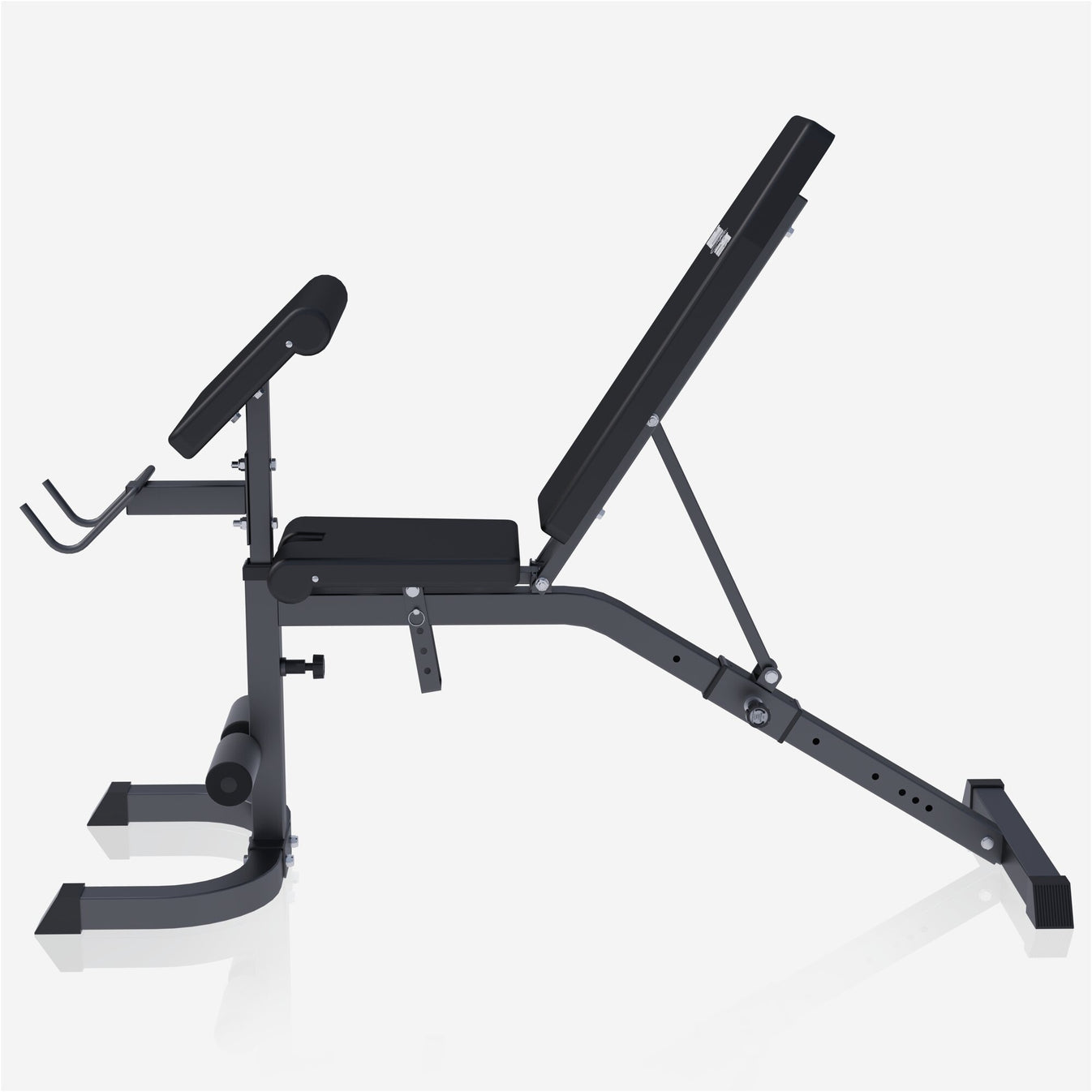 Verstelbare fitnessbank met Curlrack zwart