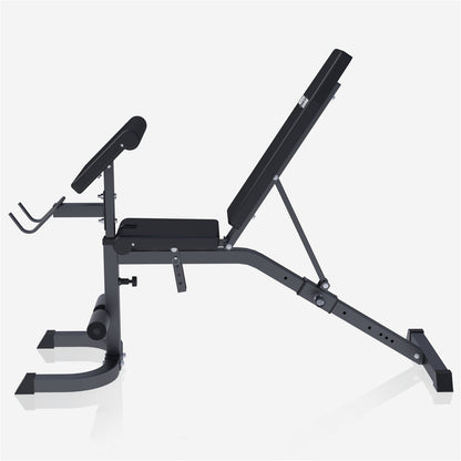 Verstelbare fitnessbank met Curlrack zwart