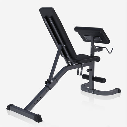 Verstelbare fitnessbank met Curlrack zwart