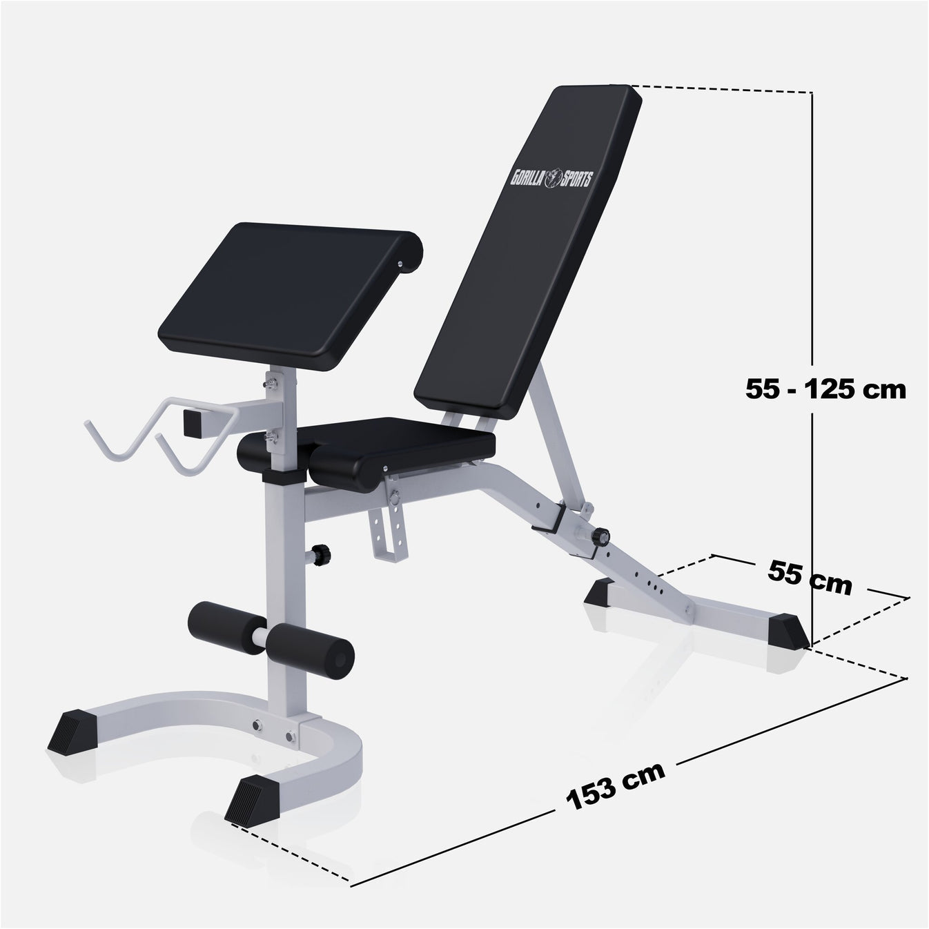 Banc de fitness réglable avec support pour curls blanc