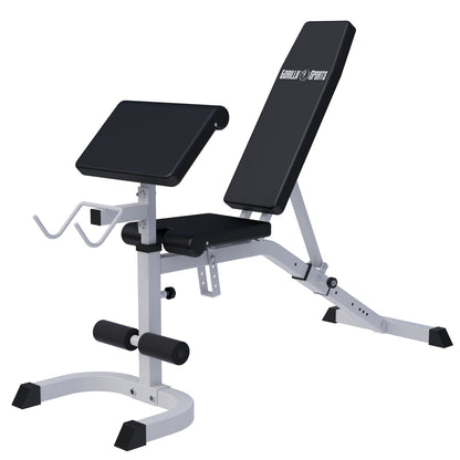 Banc de fitness réglable avec support pour curls blanc