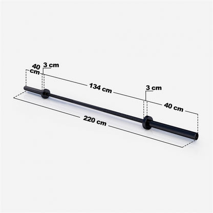 Olympische halterstang 220 cm - 50/51 mm Zwart