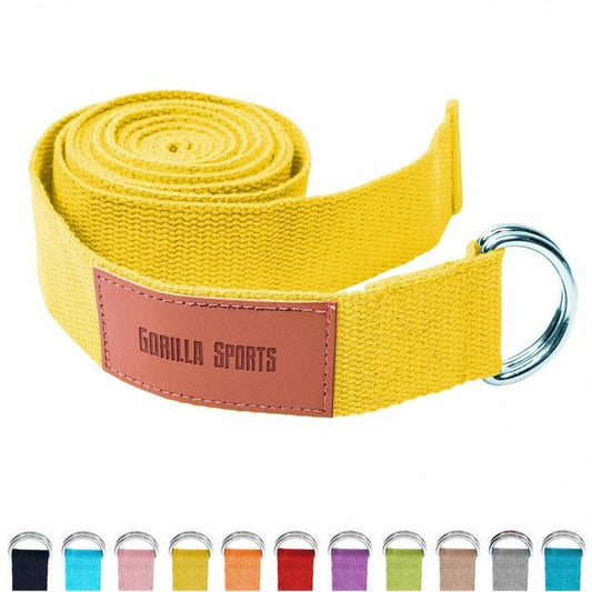 Yoga riem 260 x 3,8 cm Geel