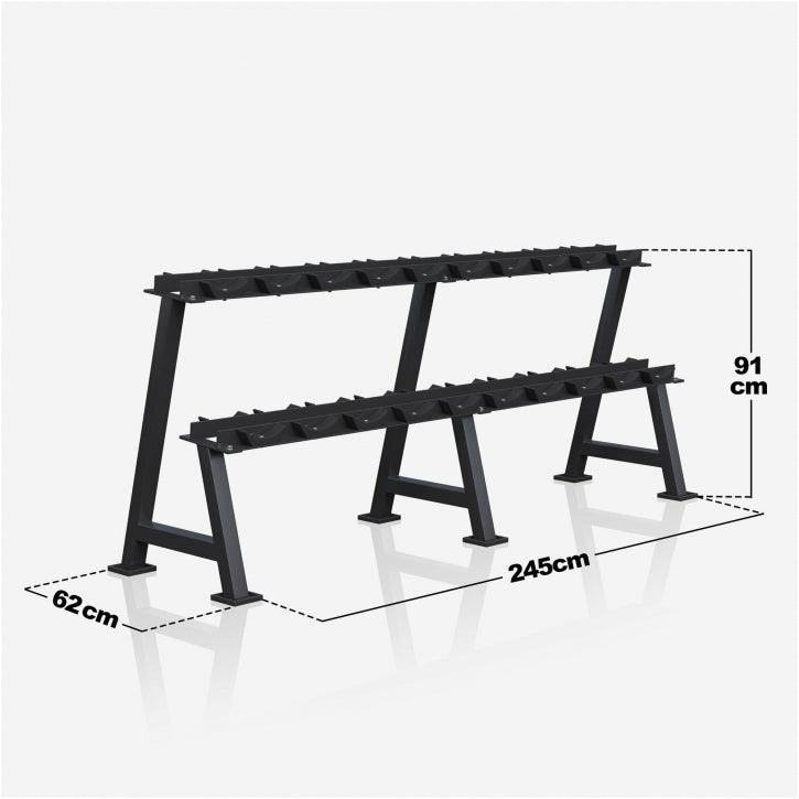 Professioneel dumbell rack met 325 kg dumbells