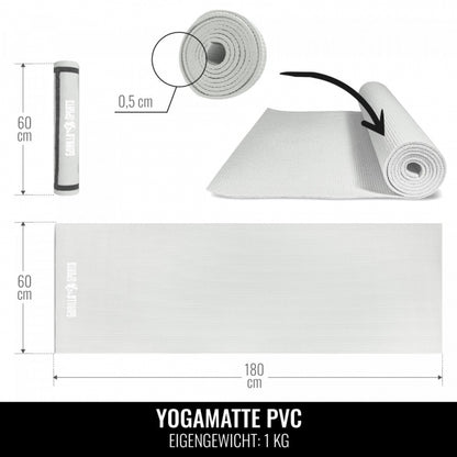 PVC Yogamat (180 x 60 x 0,5 cm) Grijs