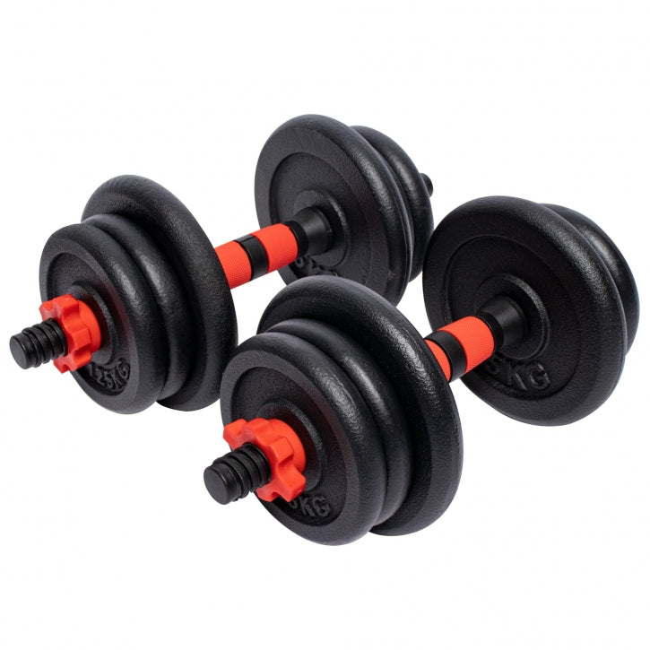 Dumbellset 20 kg gietijzer - 25 mm