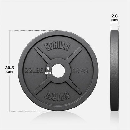 Olympische Halterschijf 10 kg Gietijzer Zwart 50/51 MM