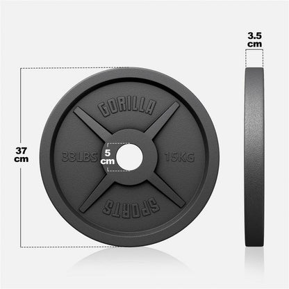 Olympische Halterschijf 15 kg Gietijzer Zwart 50/51 MM