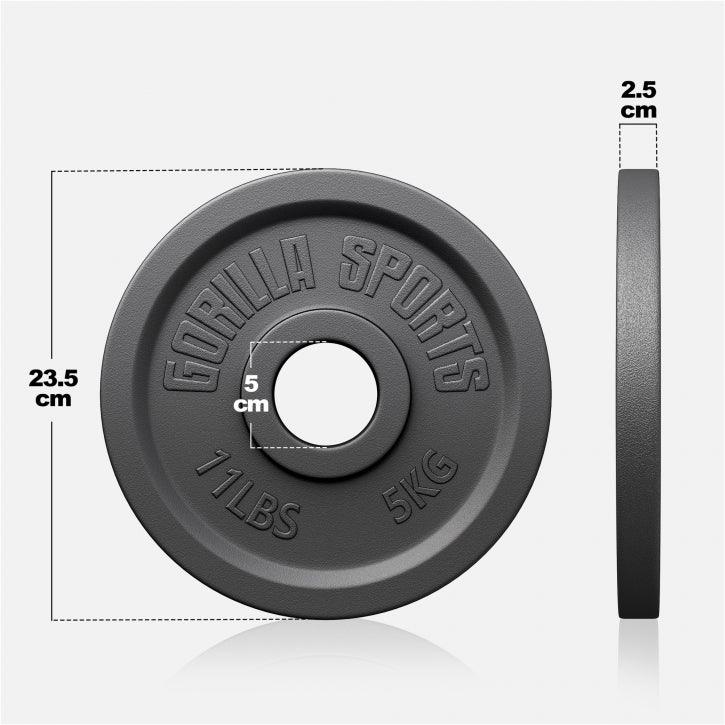 Voordeelbundel 30 kg (6 x 5 kg) Olympische Halterschijven Gietijzer Zwart 50/51 MM