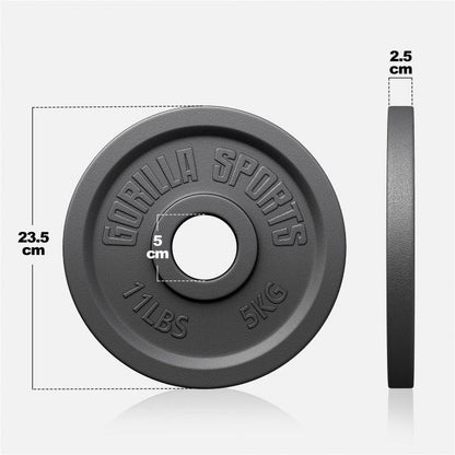 Voordeelbundel 30 kg (6 x 5 kg) Olympische Halterschijven Gietijzer Zwart 50/51 MM