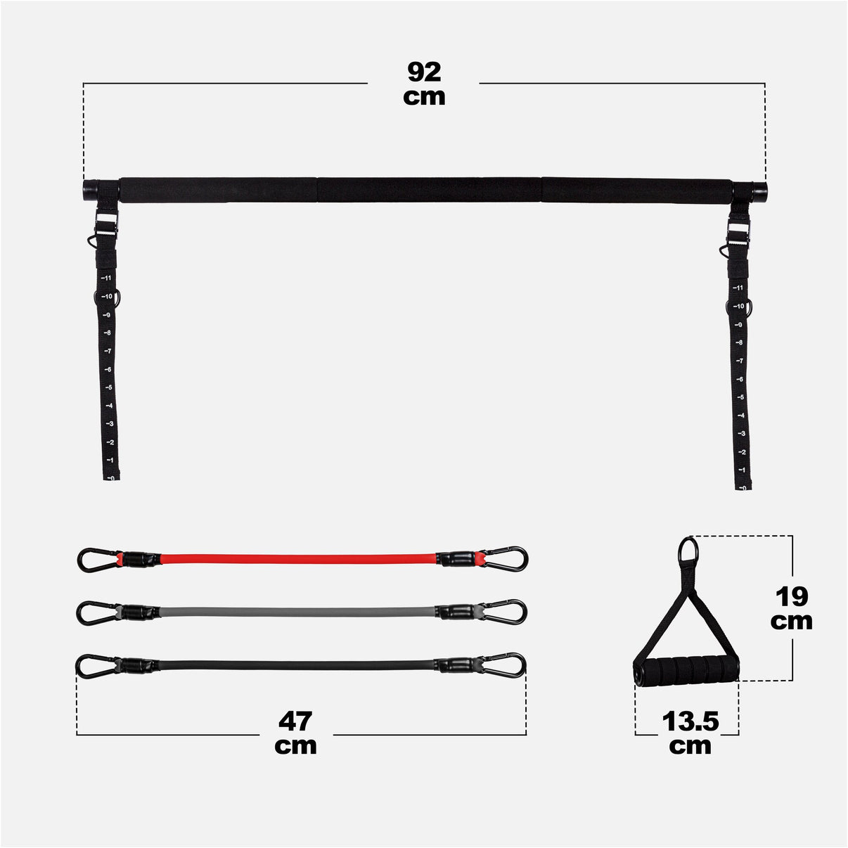 Full body workout set met verstelbare stang en resistance bands