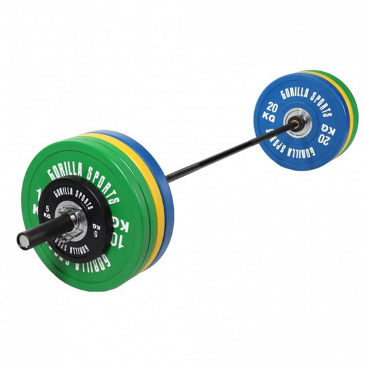 140 kg Olympische Halterset met Bumper Plates - 50/51 mm Gorilla Sports