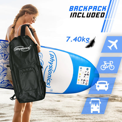 Physionics Sup Board 305 cm Ensemble complet Bleu
