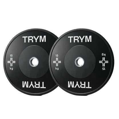 TRYM Bumperplate set 2 x 15 - Zwart - 50 mm