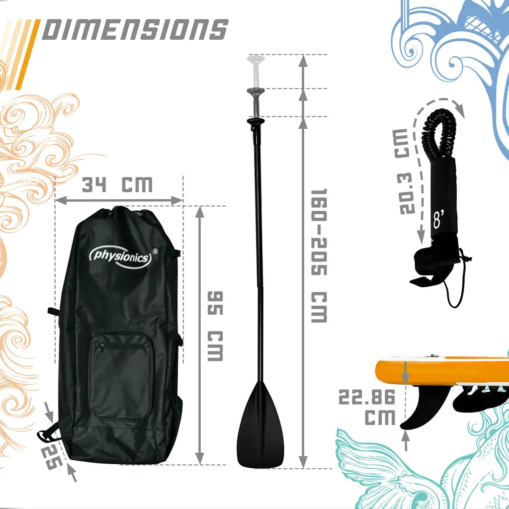 Planche de SUP Physionics 305 cm Ensemble complet Orange