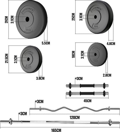 Physionics Halterset 125 kg