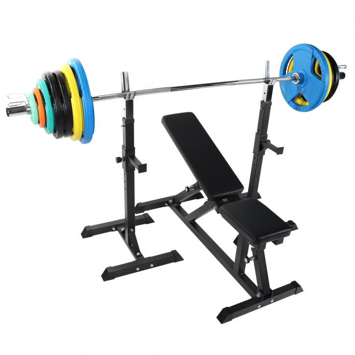 Complete set Fitnessbank met 150 kg olympische halterset Gorilla Sports