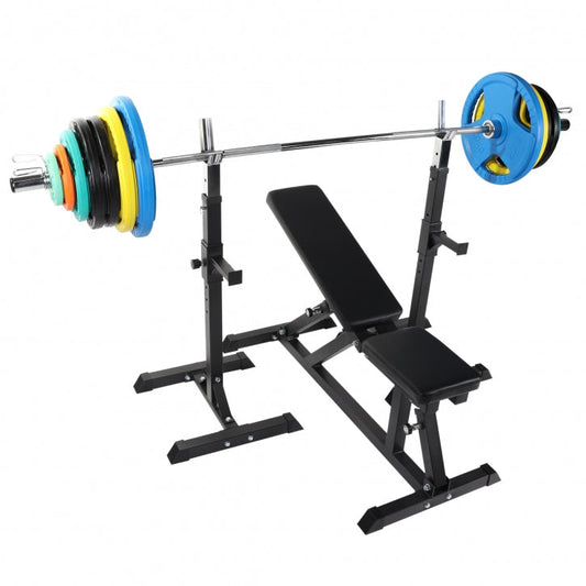 Complete set Fitnessbank met 150 kg olympische halterset Gorilla Sports