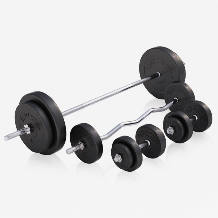 Complete set Halterbank Wit Met 100 kg Halterset Kunststof Gorilla Sports