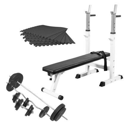 Complete set Halterbank Wit Met 100 kg Halterset Kunststof Gorilla Sports