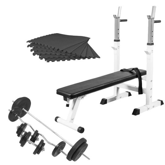 Complete set Halterbank Wit Met 100 kg Halterset Kunststof Gorilla Sports