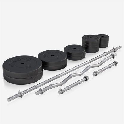 Complete set Halterbank Zwart Met 100 kg Halterset Kunststof Gorilla Sports