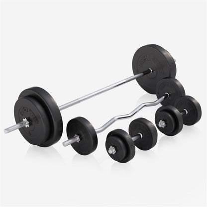 Complete set Halterbank Zwart Met 100 kg Halterset Kunststof Gorilla Sports