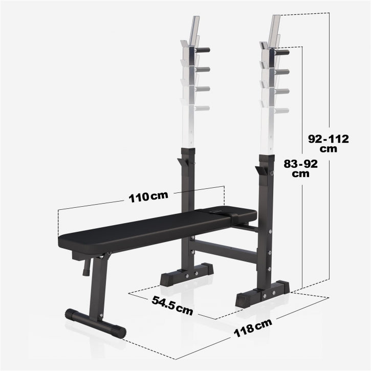 Complete set Halterbank Zwart Met 100 kg Halterset Kunststof Gorilla Sports